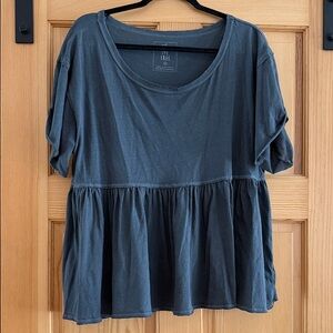 Free People Charcoal Short Sleeve Peplum Top